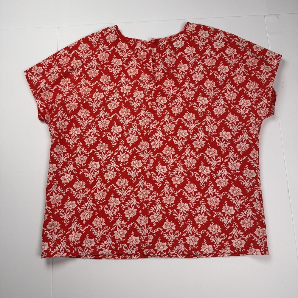 Vintage Christie & Jill Shirt Womens Large Red White Floral Print Made USA 90s